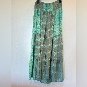 Earthbound Women’s M Reptile Print Wide Leg Pants Boho Gypsy Flowy Loose Fit